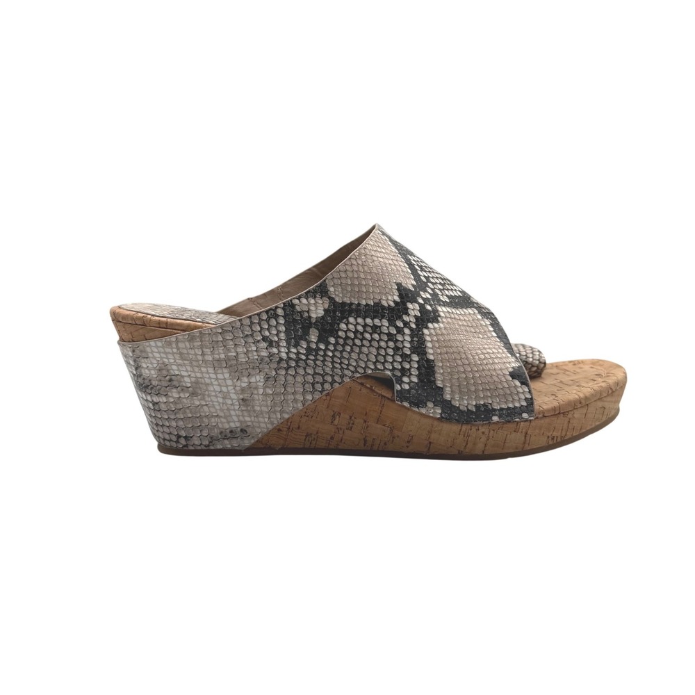 Donald Pliner Gretta Snakeskin Cork Wedge Sandals Size 11 Neutral Animal Print